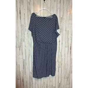 Talbots plus dress 3x short sleeve‎ blue and white